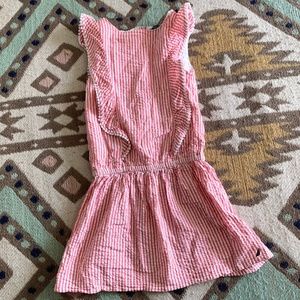 Nautica Girls Coral Seersucker Dress Sz6 EUC